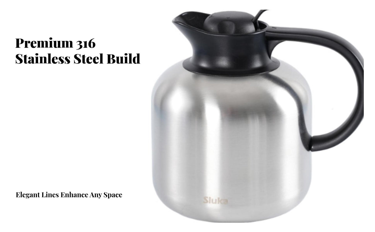 Double-Wall Construction Insulated Tea Steeping Pot Easy Pour Spout Retro Design Vacuum Thermal Carafe Safe for Hosts, Home, Kitchen
