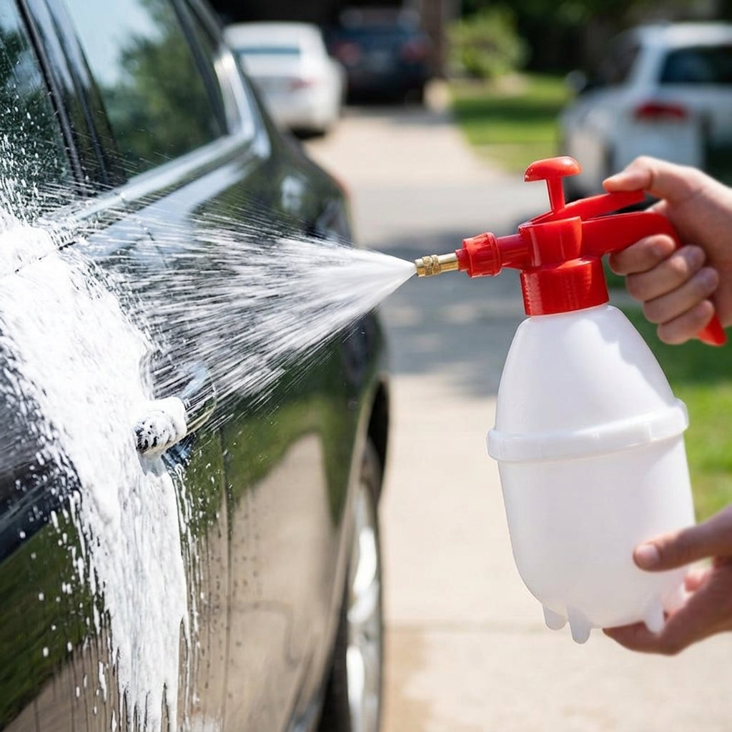 Spray Bottle and Garden Sprayer for Car Foam, High Pressure Pump Sprayer with Manual Pump Action, Two Spray Heads Included, Pressure Sprayer