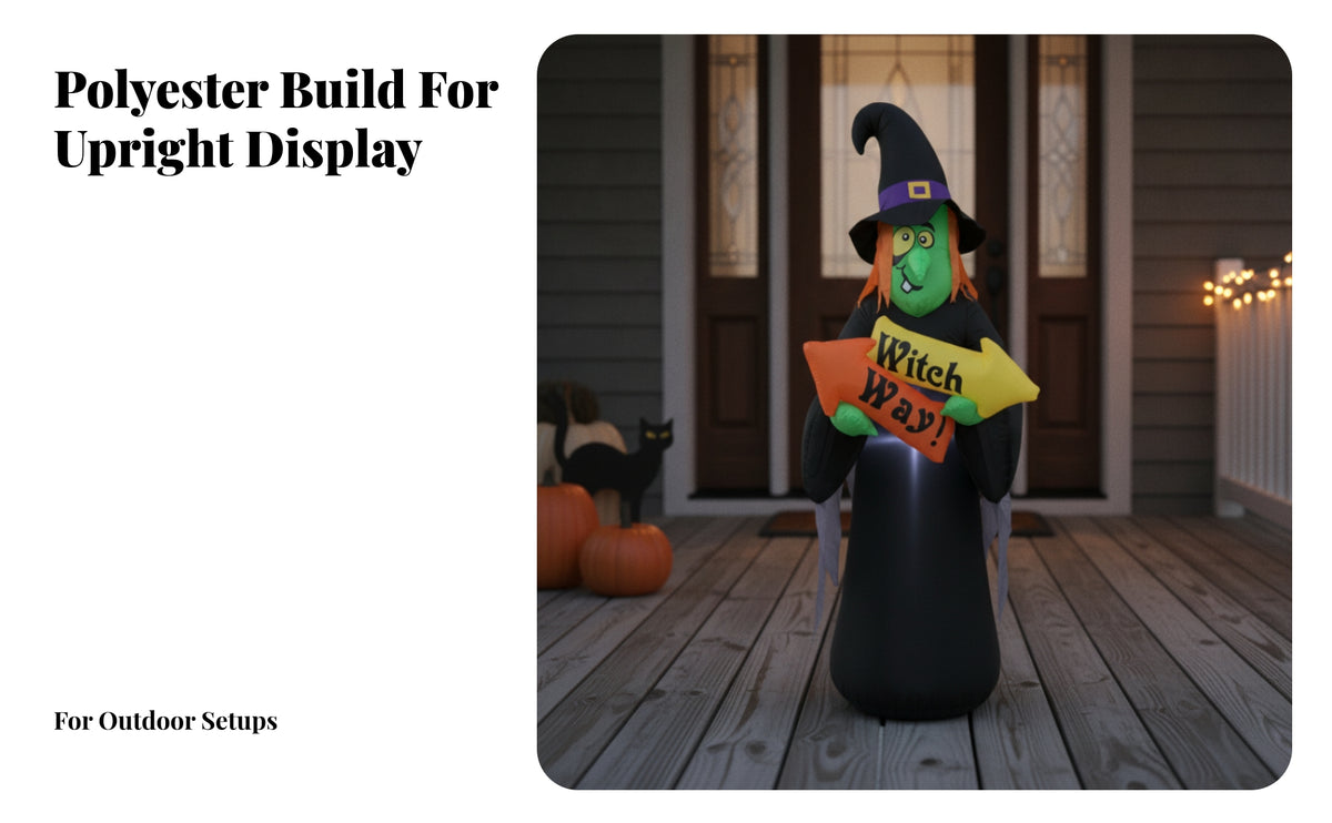 Giant Inflatable Witch with Directional Sign