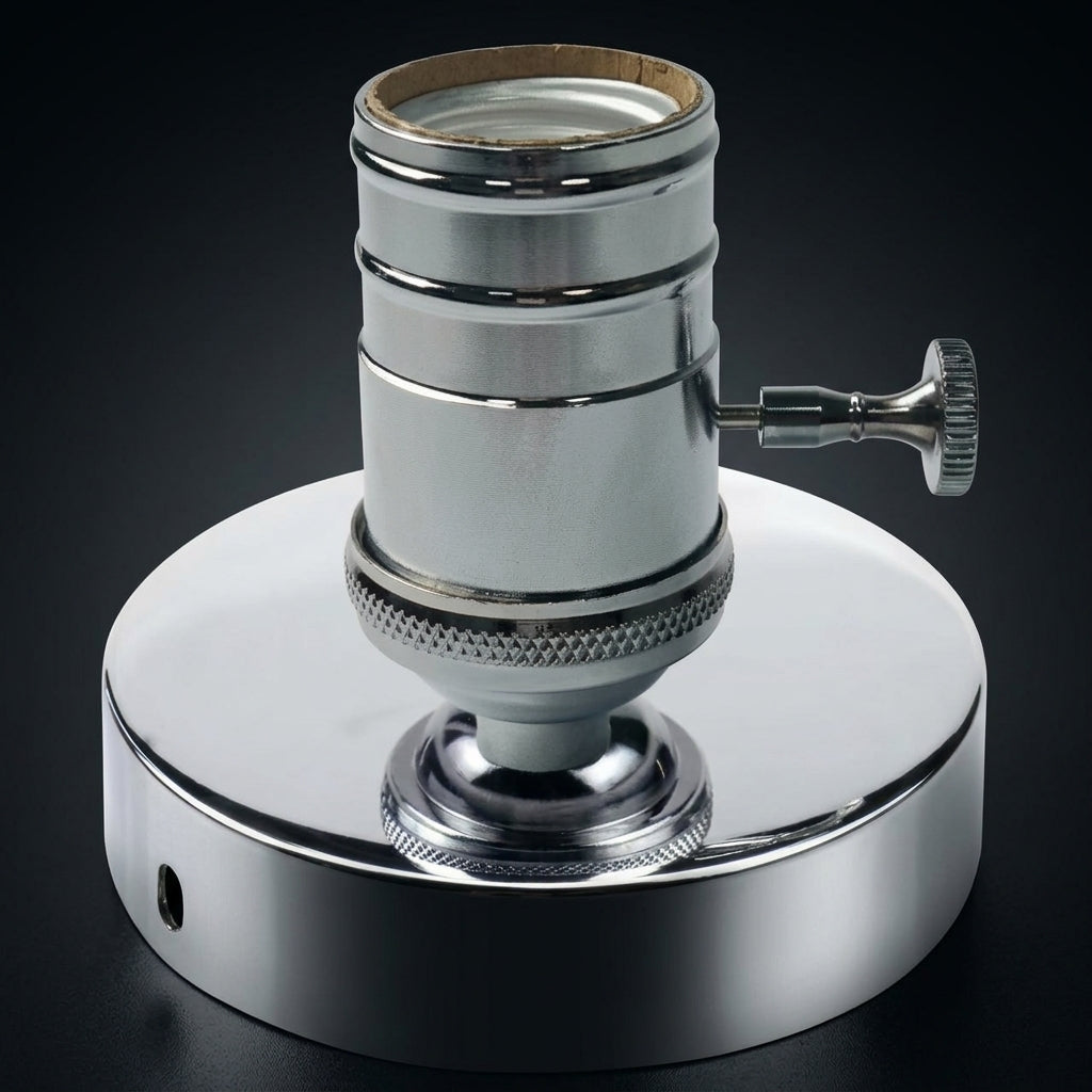 Table Lamp Light Fitting for Desk Table, Aluminum Vintage E27 Lamp Bulb Holder with Knob Switch, 6A Current Retro Lighting, Ceiling Light Fitting