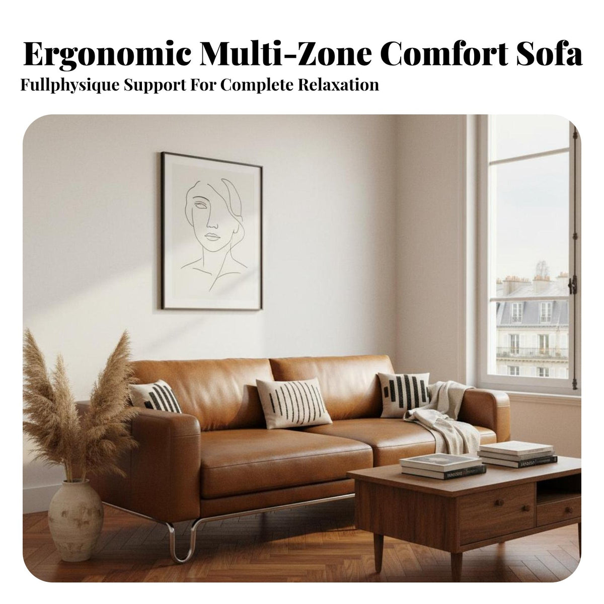 3-Seater Straight Sofa Modernist Design 3-Seater Modern Couch Small Space accommodating Living Room Seating for Homeowners, Families, Lounge, Office, Bedroom