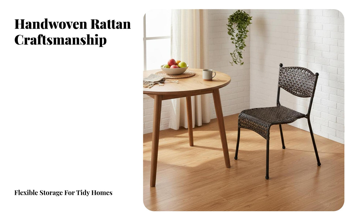 Woven Rattan Chair Stylish Design Imitation Rattan Dining Chair Lightweight Household Furniture for Homeowners, Adults, Balcony, Living Room, Backyard