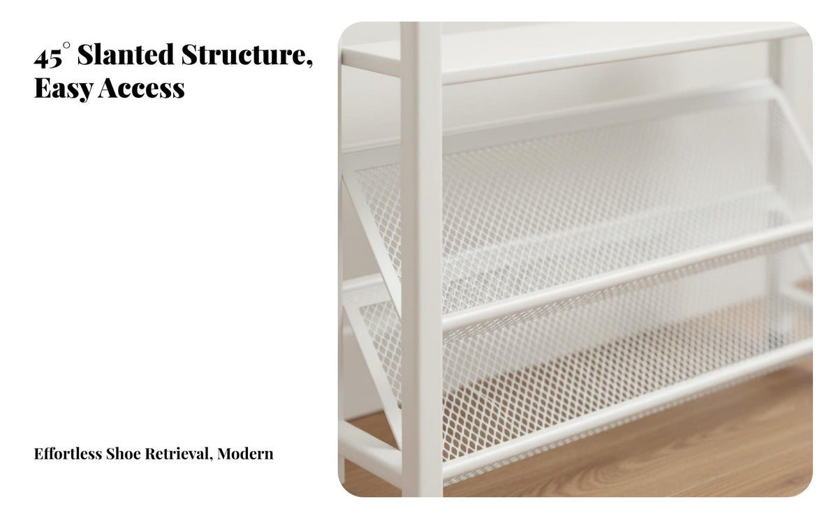 Space-Saving Multi-Layer Shoe Rack Sturdy Construction Slanted Shoe Rack Large Capacity Household Furniture Exposed Design for Apartment Dwellers, Homeowners, Families, Hallway, Bedroom, Closet, Dorm Room