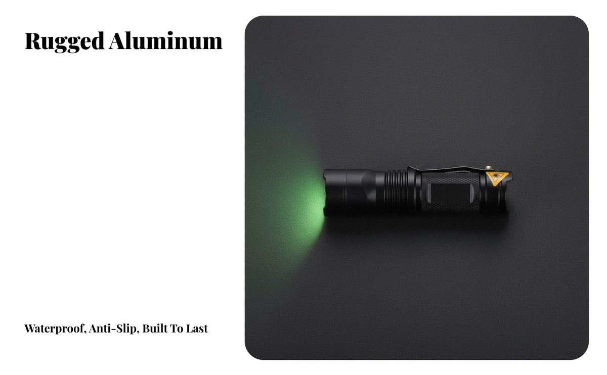 Verdant Glow Flashlight Small Size Zoomable Glow Source Torch Pocket Attachment Flashlight Sturdy Aluminum Frame Portable