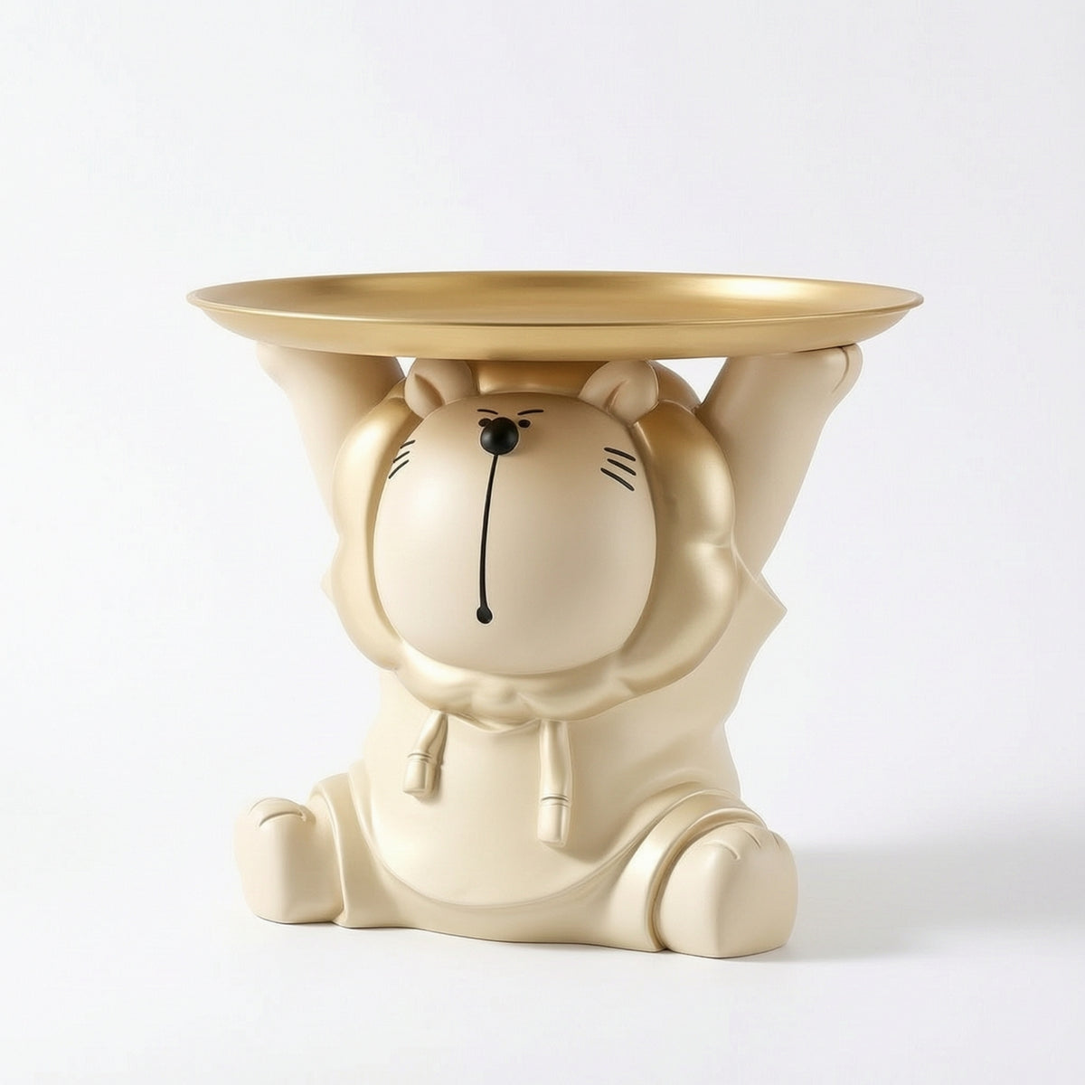 Lion Figurine with Tray Unique Decorative Tray Lion Figurine Charming Sculpture Molded for Entryway, Desk