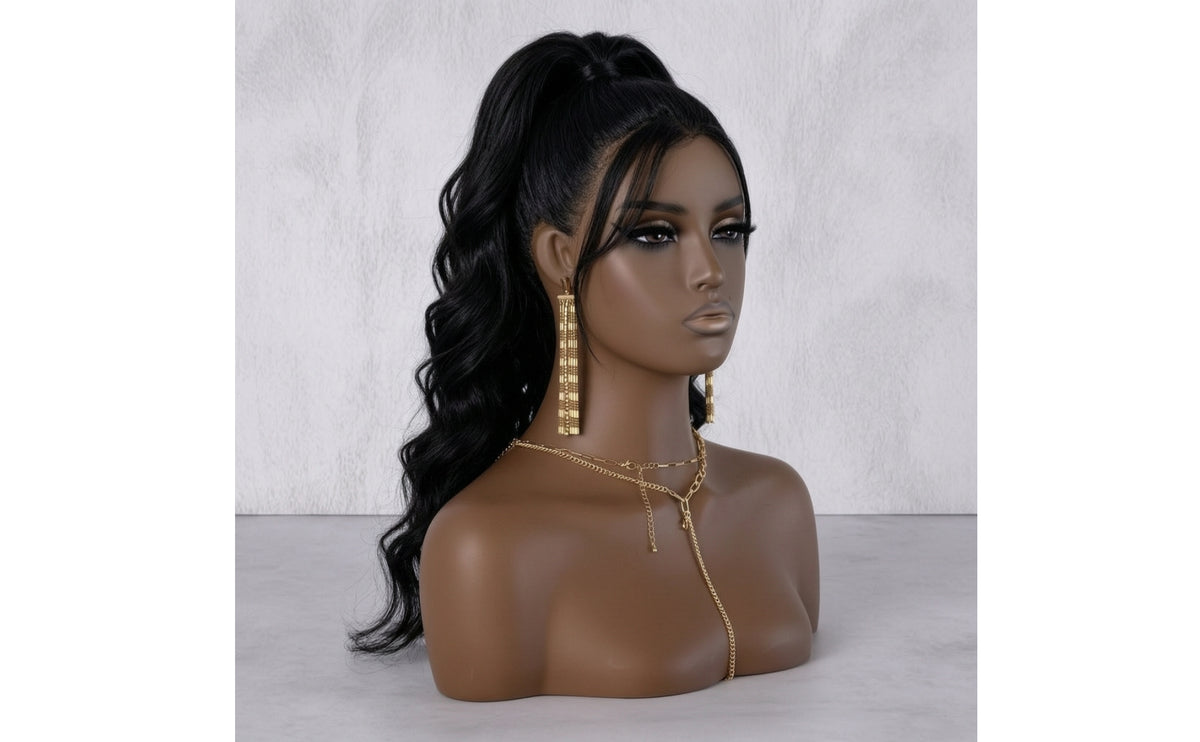Mannequin Head with Shoulders Realistic Mannequin Head with Hairpiece Cap Makeup for Hairstylists, Cosplayers, Photography, Salon