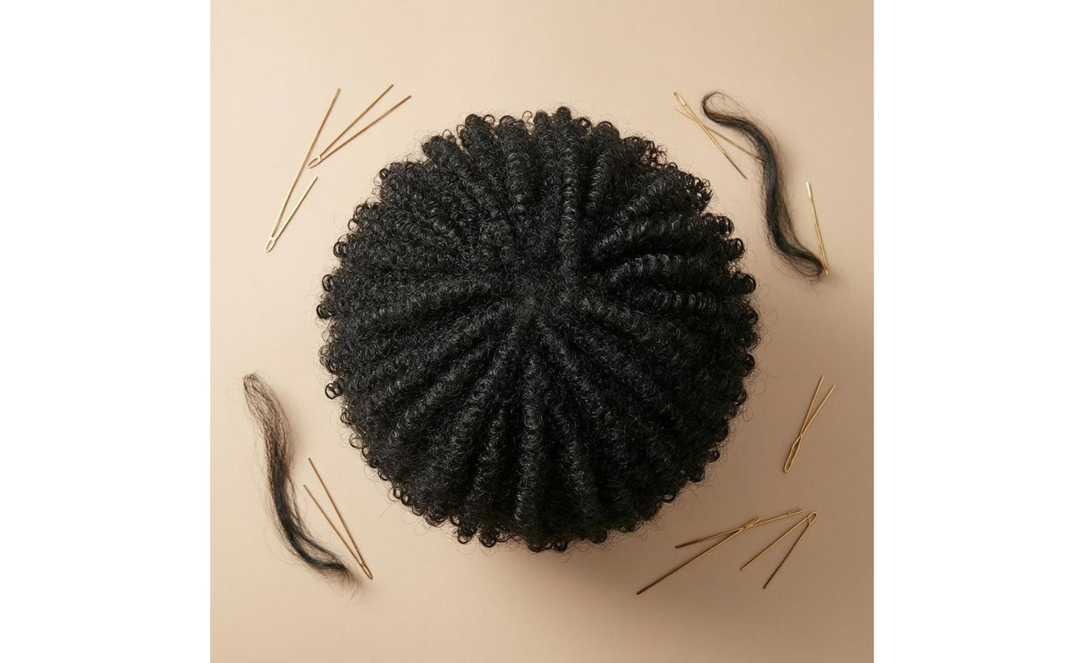 Tightly Coiled Synthetic Afro Curly Hairpiece Voluminous Soft-Textured Afro Hairpiece