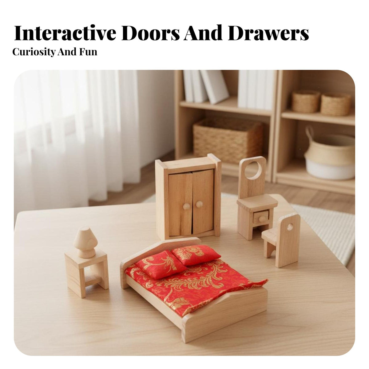 Wooden Dollhouse Furniture Set Realistic Design Dollhouse Accessories Set Educational Doll House Room Children's Set