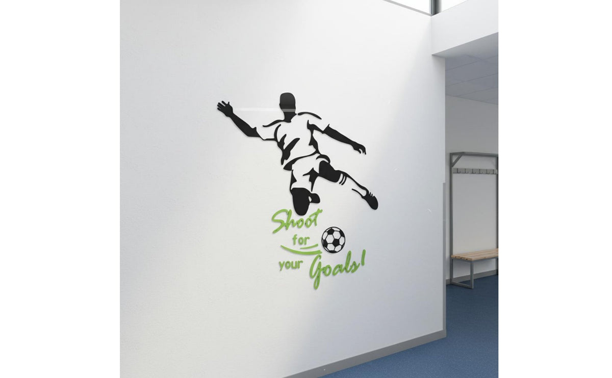3D Soccer Player Wall Decal Self 3D Sport Wall Sticker Easy Installation House Decoration for Kids, Boys, Gym, Playroom