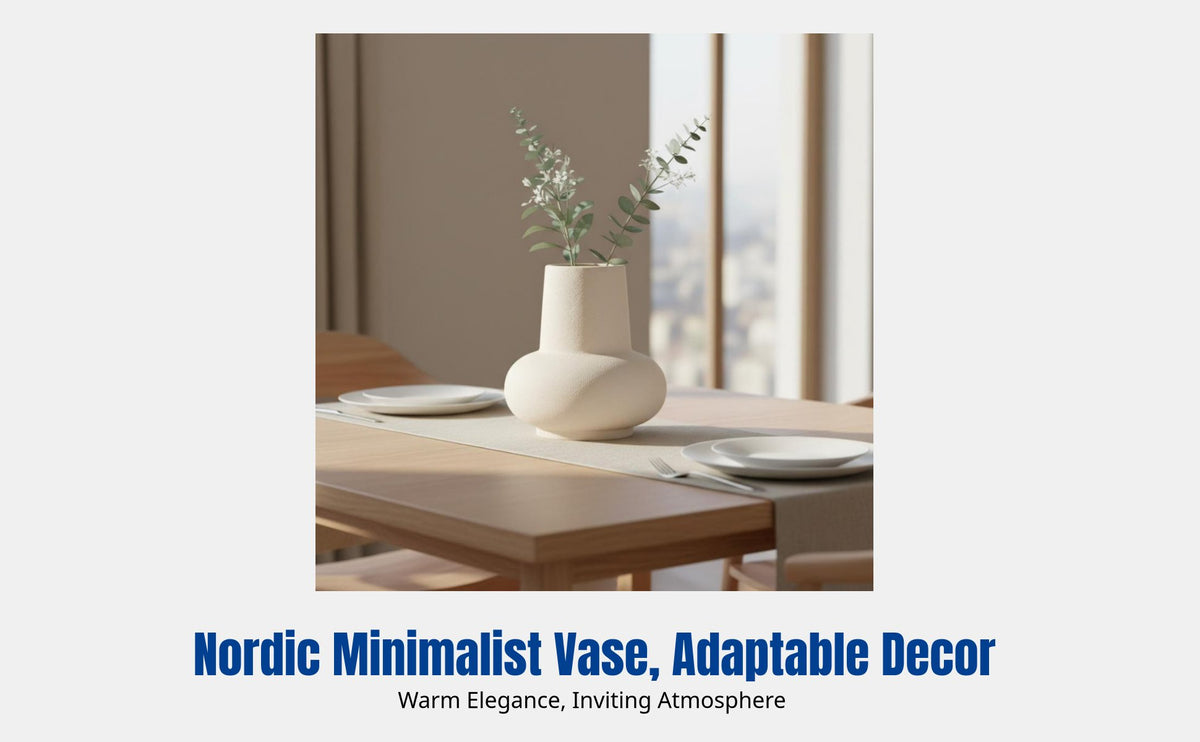 Minimalist Ceramic Vase, Nordic Style, Decorative Flower Holder, Table Centerpiece, Home Accent