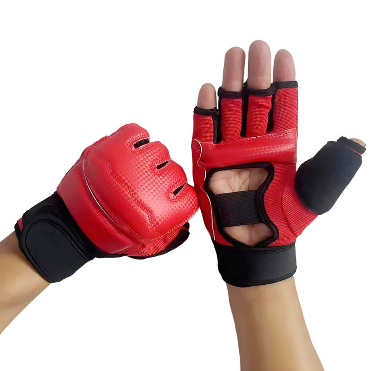 Force Protection Half Finger Boxing Gloves Wrist Support Sandbag Training Gloves Shock Absorption for Youth, Striking Bag, Combat Arts