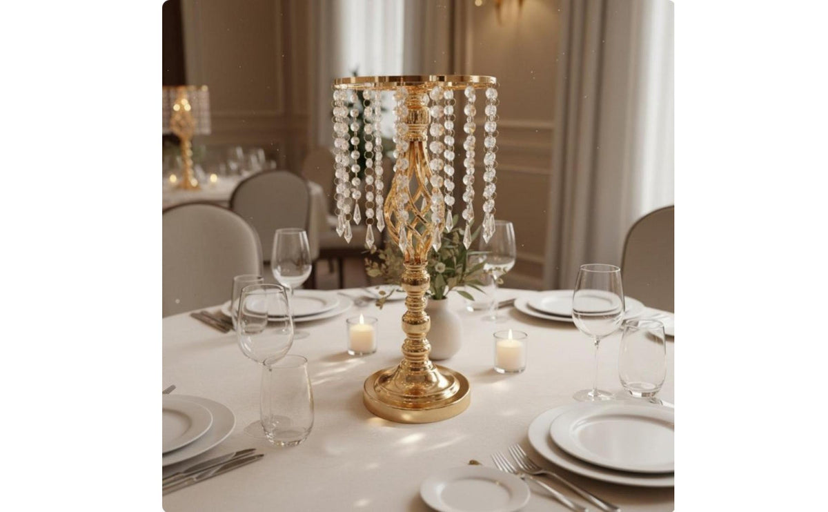 Wedding Candle Holder Electroplated Finish Wedding Table Flower Holder Elegant Design Tall Centerpiece Vase for Brides and Grooms, Restaurant Owners