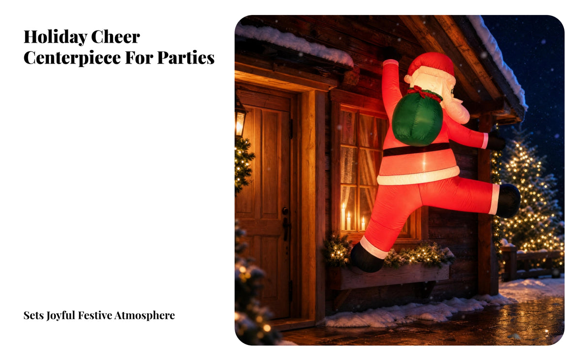 Outdoor Inflatable Climbing Santa Printed Face Climbing Santa Figure Sewn Panels Christmas Wall Ornament Roof Display