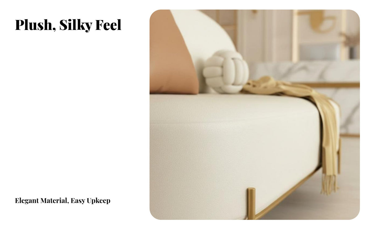 archedhhedd Teddy Settee Creamy aesthetic Sofa Upholstered Reception Bench for Business Owners, Interior Designers, Clothing boutique, cosmetics studio, Lounge Area