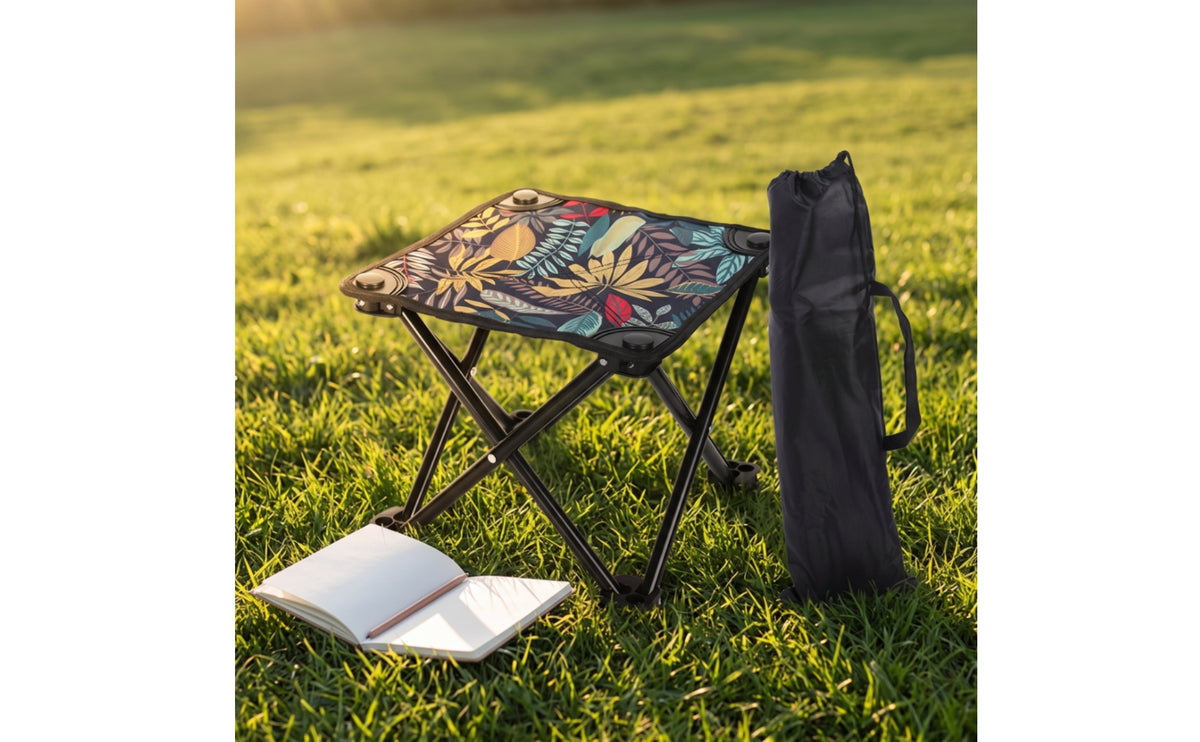 Foldable Camping Stool | Compact, Portable Stool with Metal Frame, for Fishing