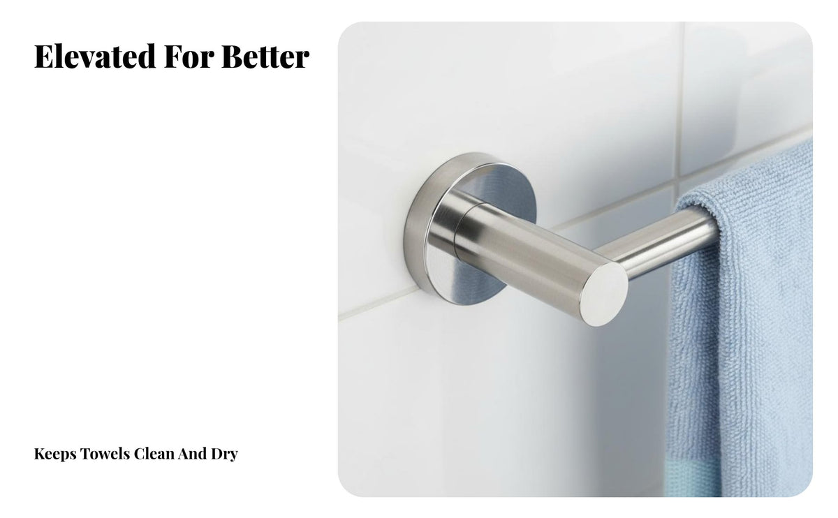 Drillno-Drill Installation Single Rod Towel Bar Rust-Proof Single Towel Bar Rustproof Bathroom Hardware Space-Saving for DIY Enthusiasts, Interior Designers, Washroom, Laundry Room, Kitchen, Closet