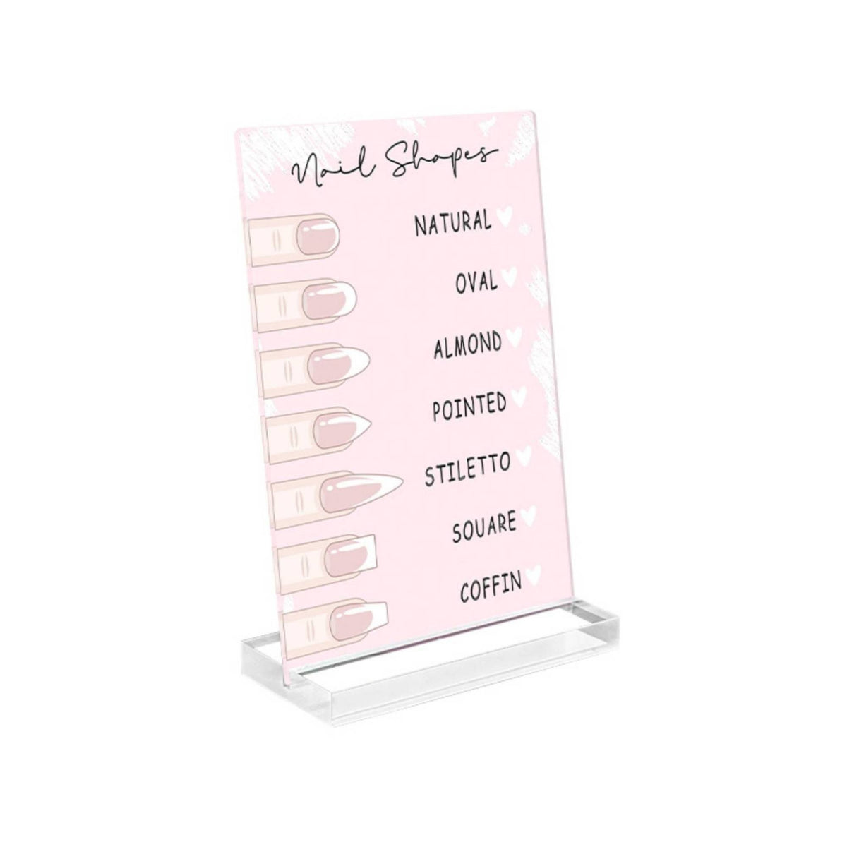 Nail Shape Sign with Base Easy-to-Read for Beauty Studios, Manicurists