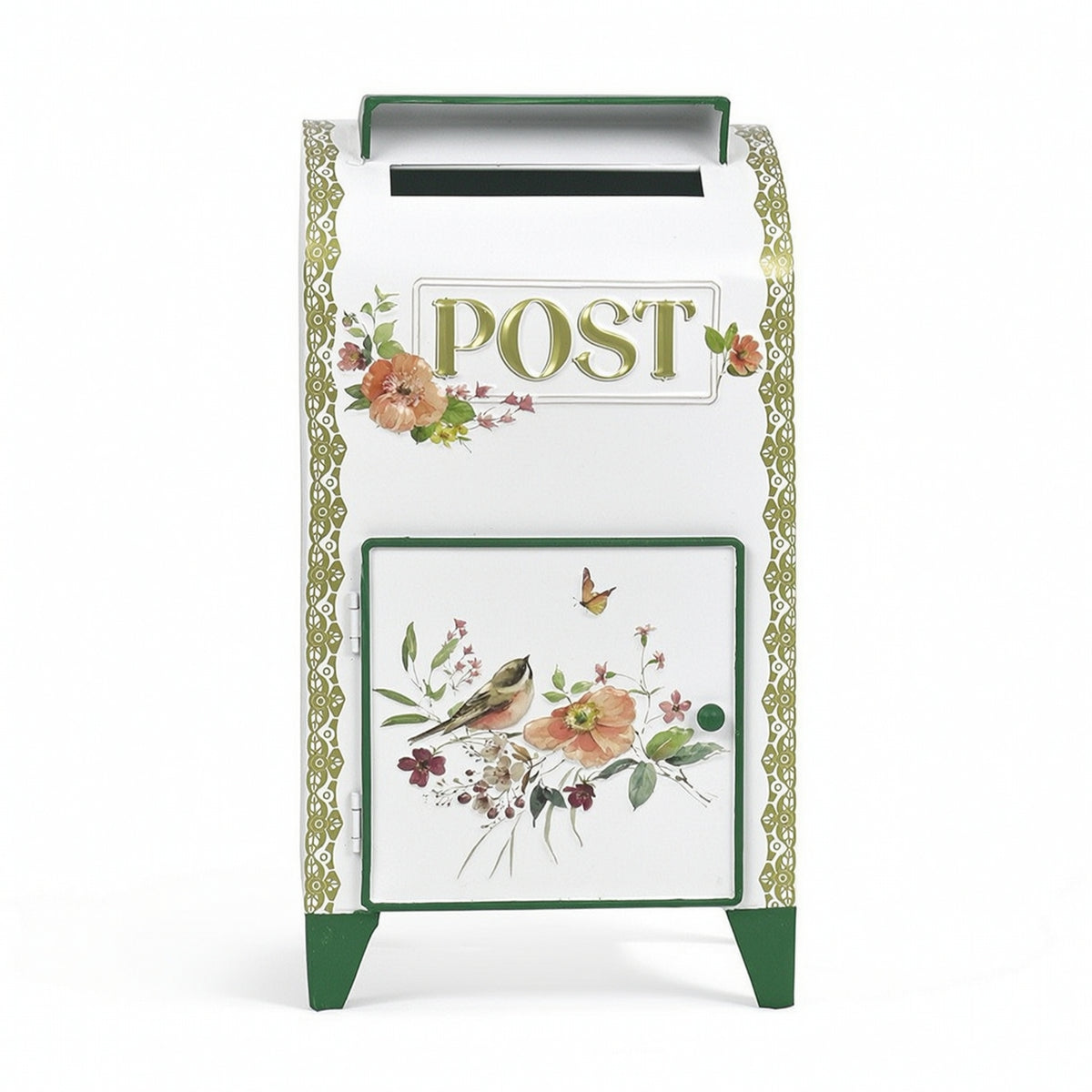 Freestanding Mailbox with Legs Vintage-Style Decorative Mailbox with Stand Upright Post Box for Garden, Porch, Patio