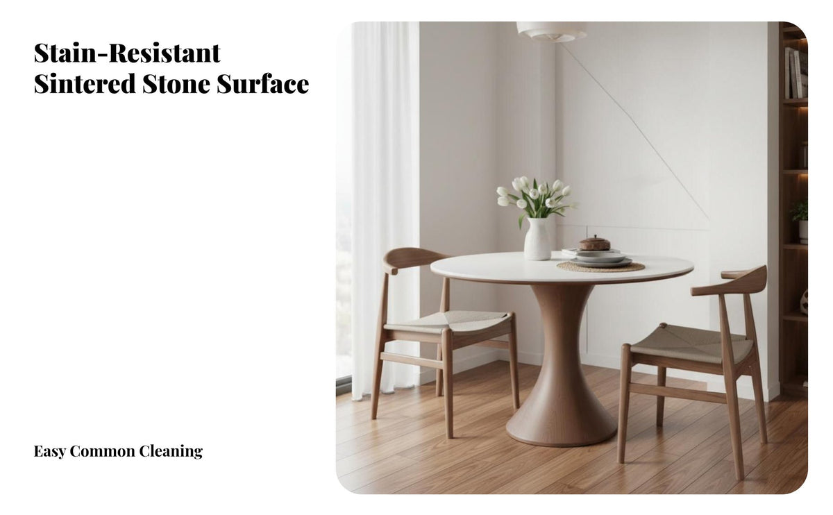 Small Apartment space-efficient Round Tripod Table Modern Minimalist Home Furniture Space Saving Easy to Clean for Families, partners, Homeowners, Dining Room, morning dining corner, Kitchen