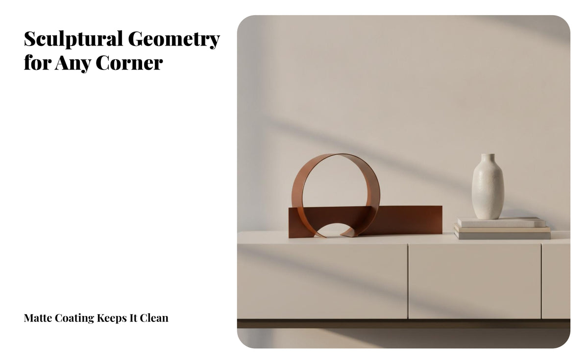Modern Geometric Metal Ornament | Sleek, Abstract Metal Sculpture, for Console Table