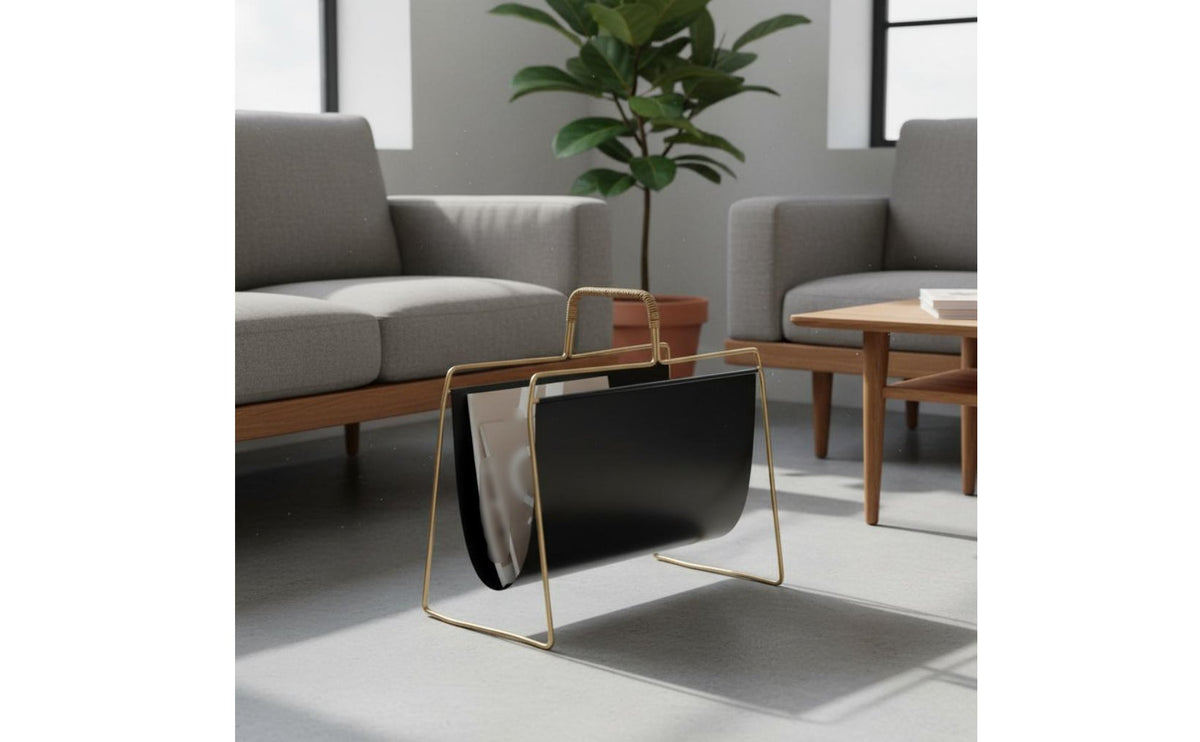 Magazine Rack Retro Style Metal Newspaper Stand Wrought Iron Frame Portable Book Holder for Living Room, Office, Bedroom