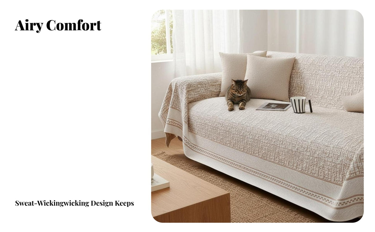 Scratch Resistant Non-Slip Cooling Sofa Mat Single-Piece Design Cooling Couch Pad Breathable Textile Furniture Accessory Moisture Wicking for Pet Owners, Homeowners, Families, Summer Use, Living Room, Home, On a Chair