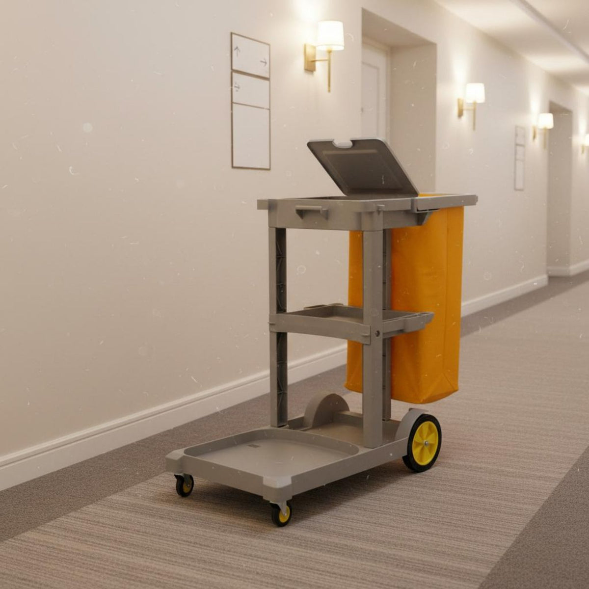Heavy-Duty Housekeeping Service Cart Easy to Maneuver Janitorial Cart with Bag High Load Capacity Sturdy Construction for Housekeepers, Janitors, Maintenance Workers, Office Buildings, Schools, Offices