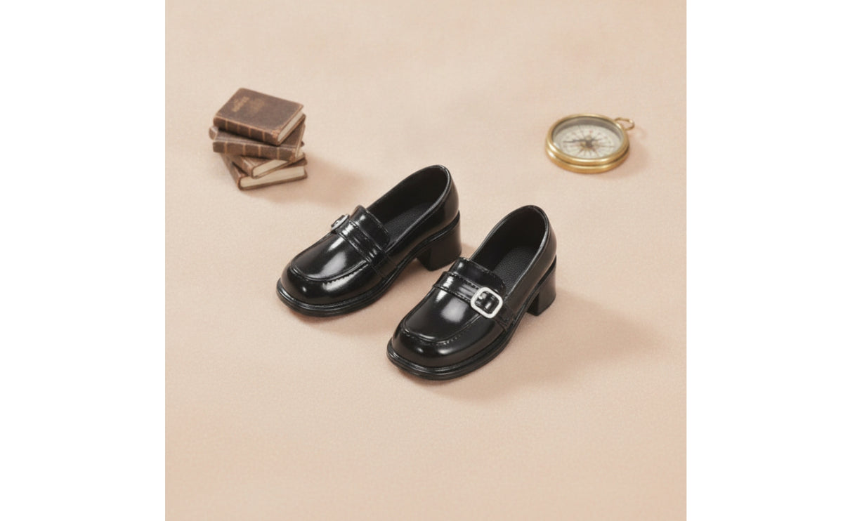 Doll Loafers with Buckle Realistic BJD Doll Shoes Black Dolls