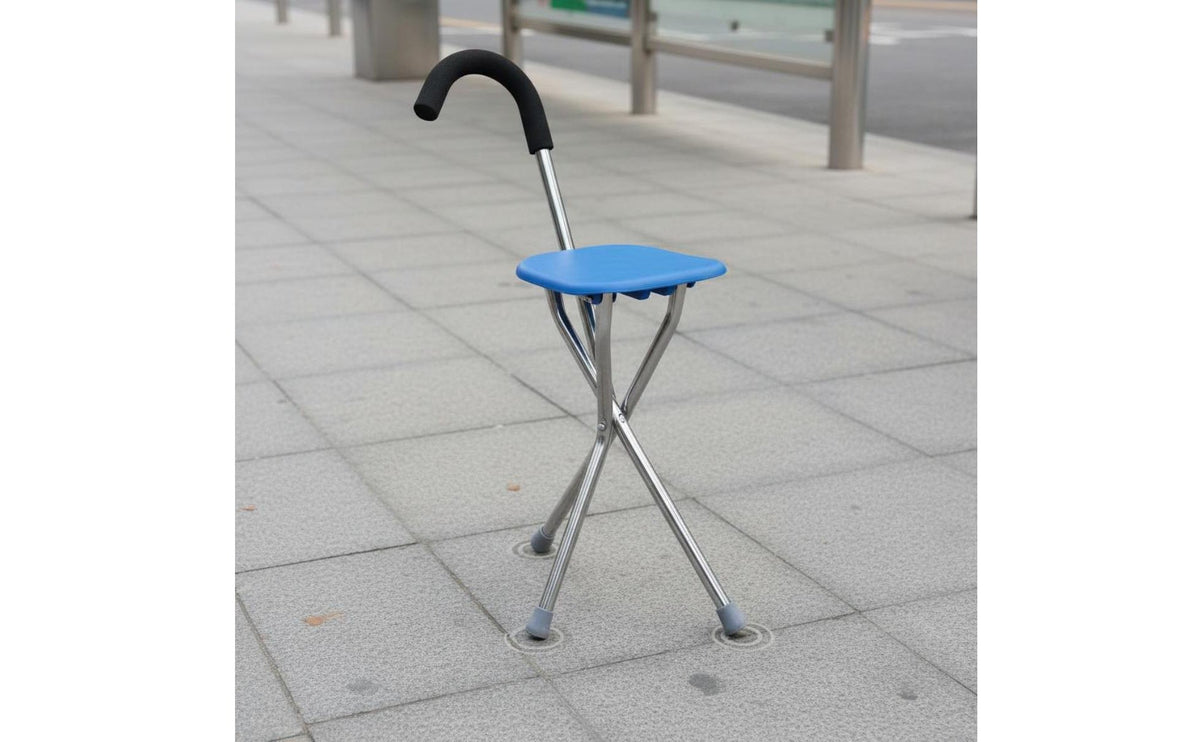 Anti-Slip Walking Cane with Seat Sturdy Construction Portable Cane Stool Heavy Duty Walking Stick Chair Comfortable Grip for Seniors, Elderly, Travel, Outdoor