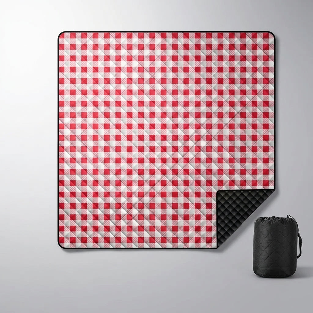 Picnic Blanket and Camping Mat for Family, Extra Large Waterproof Outdoor Activities Garden Mat, Machine Washable Checkered Pongee Beach Blanket