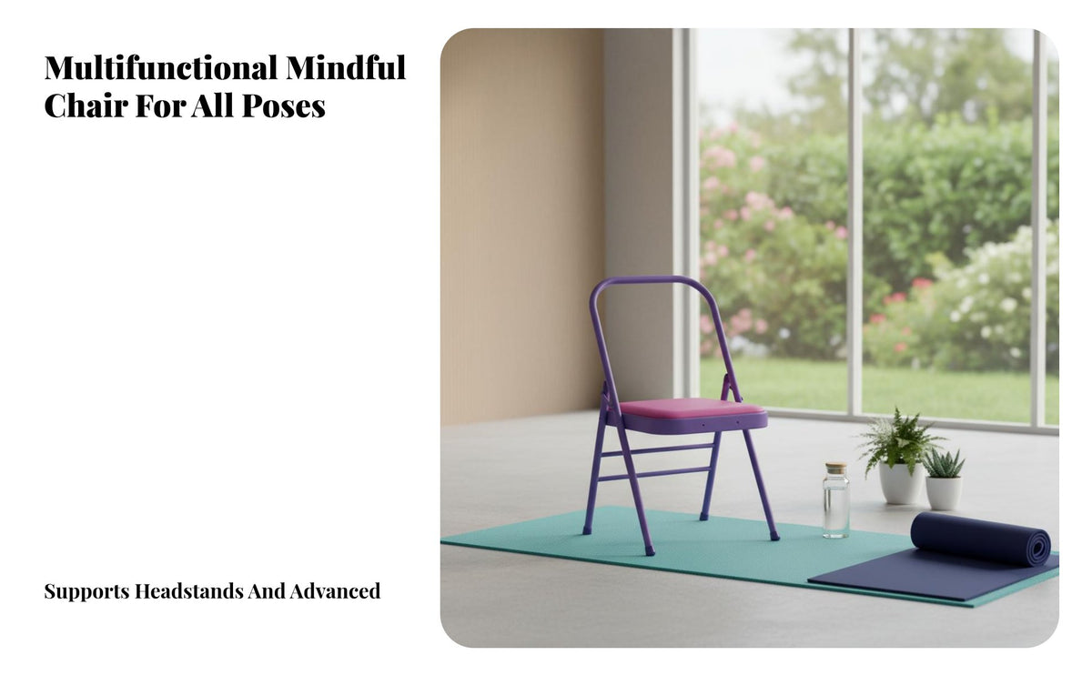 Foldable Iyengar Mind-Body Chair Multi-Functional Iyengar Auxiliary Chair Heavy Duty Mind-Body Inversion Stool Reinforced Frame for Beginners, Home Gym