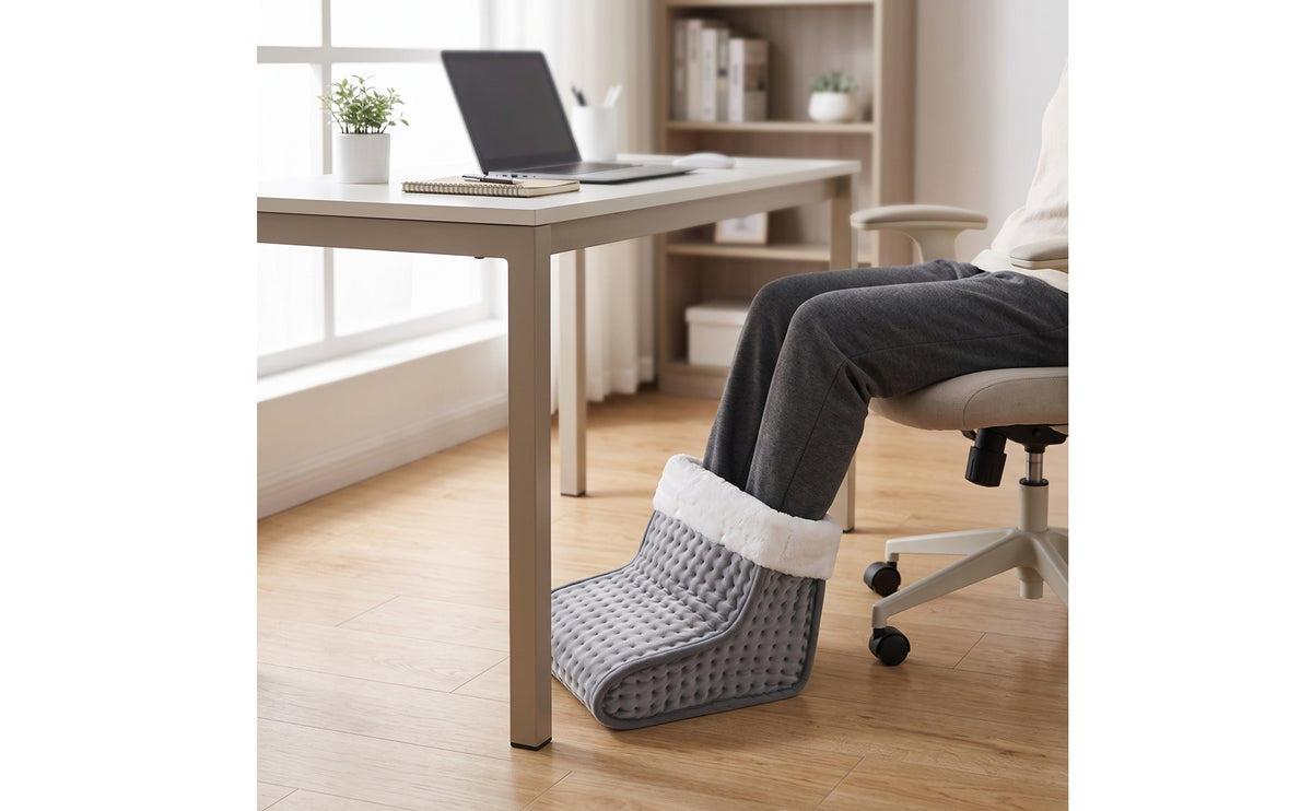 Velvety Electric Foot Warmer Soft Heated Foot Warmer Removable Heated Boot Washable for Office, Desk