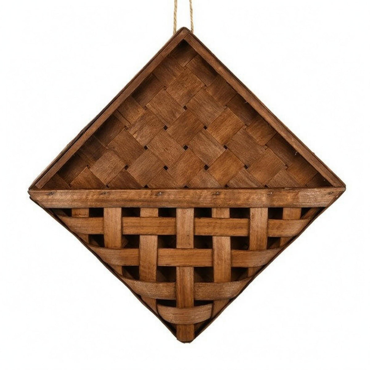 Geometric Wall Basket Brown Finish Wall Hanging Basket Easy to Hang