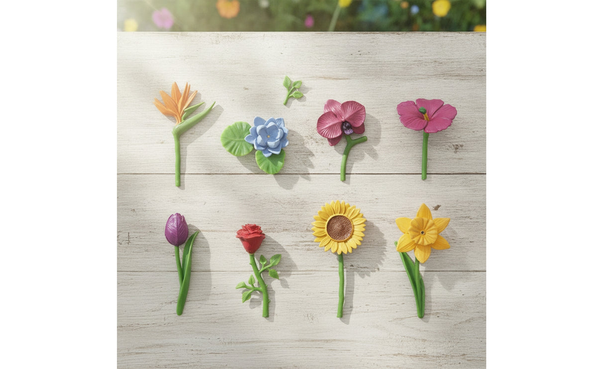 8 Pieces Small Fake Flowers with Greenery Stems Decorative Plastic Flower Stems Mixed Color Plants Low Maintenance for Crafters, Florists, Crafts
