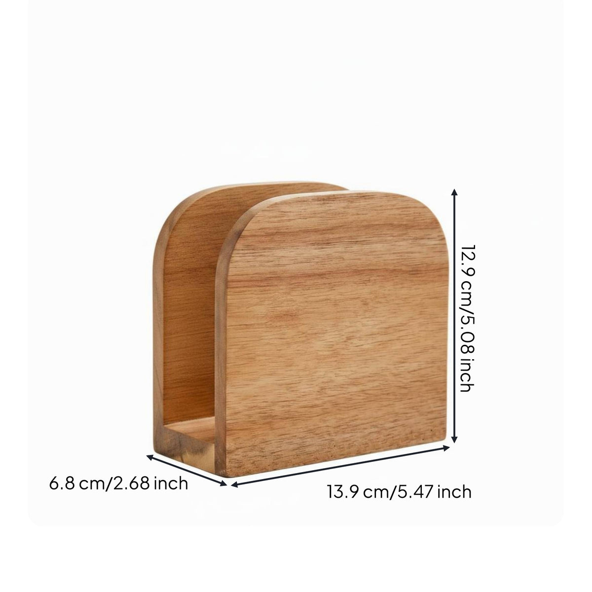 Rounded Top Wooden Tissue Box Holder Solid Wood Upright Tissue Holder Rectangular Home Decor Exposed Design for Tabletop, Kitchen