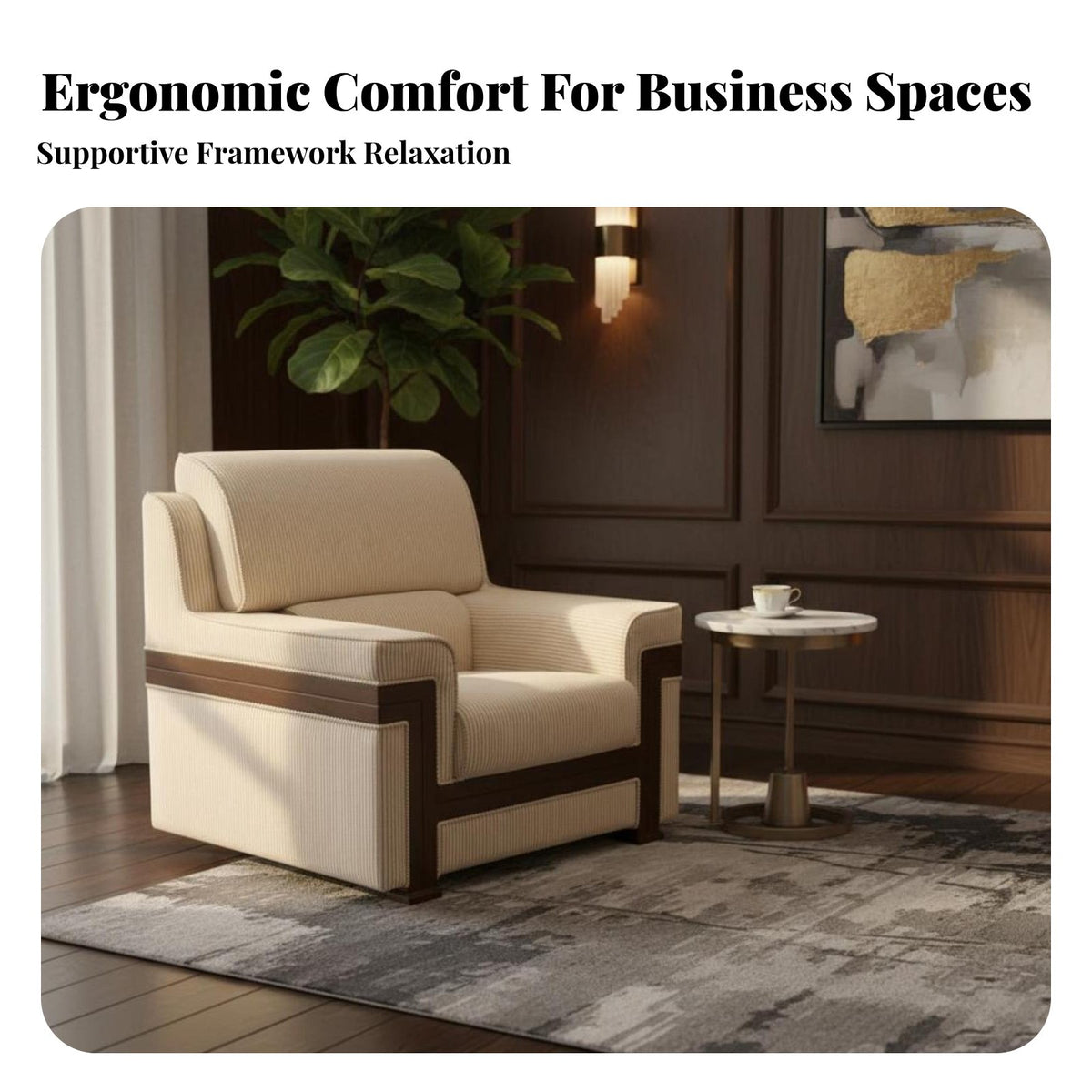 Supportive Padding Upholstered Single Sofa Thick Cushioning Upholstered Accent Chair Ergonomic Design Lounge Seating Sturdy Frame for Office Visitors, Business Professionals, Apartment Dwellers, Reception Area, Conference Room, Bedroom, perusing corner