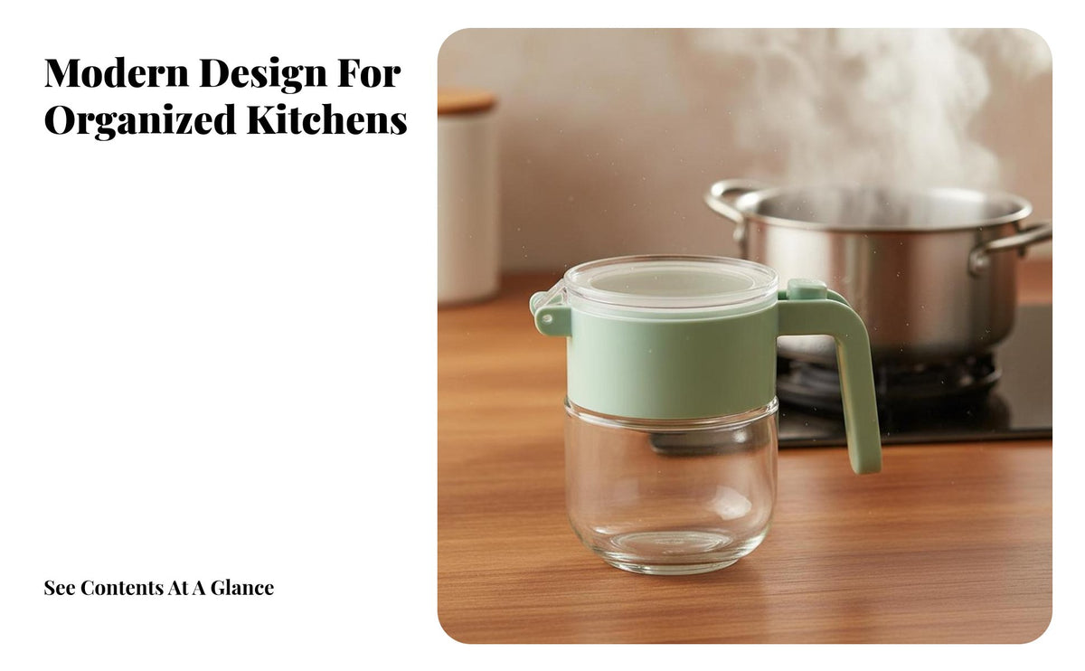 Humidity-Resistant-Resistant Table Seasoning Cellar Food-Grade Material Seasoning Jar with Combined Spoon Lid Single-Hand Glass Condiment Container