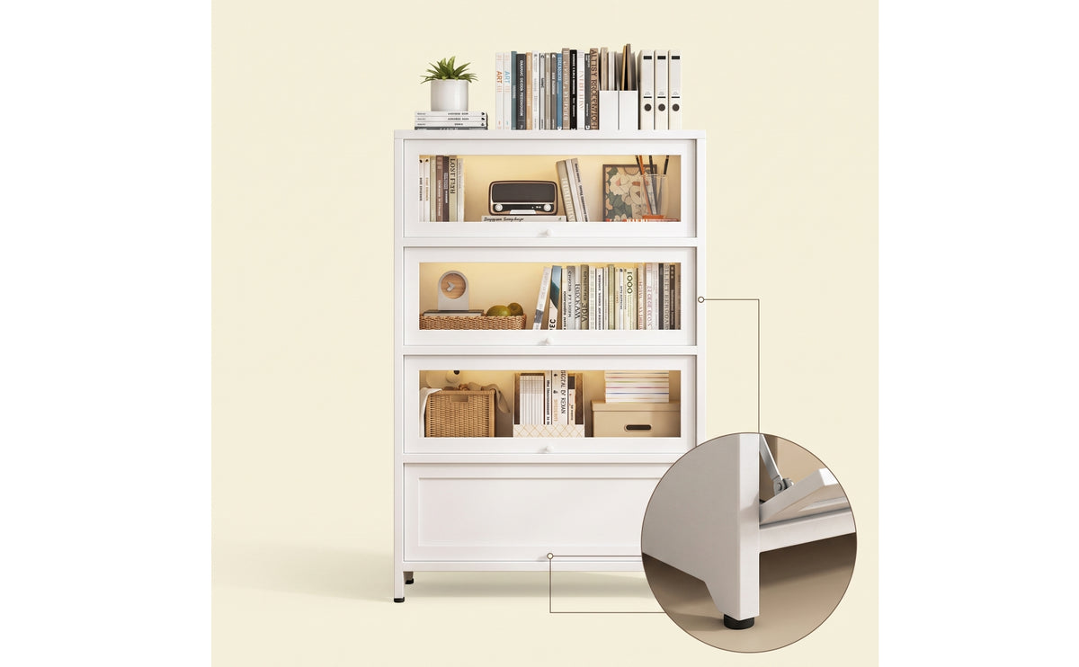 Storage Cabinet with Glass Doors Metal Cabinet with Glass Doors Furniture for Living Room, Study, Bedroom