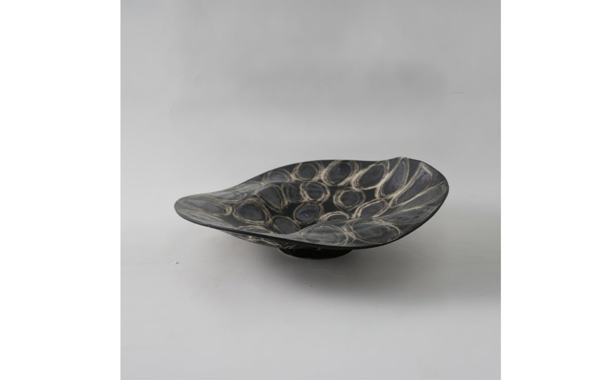 Ceramic Bowl with Footed Base Abstract Ceramic Fruit Bowl Minimalist for Entry Console