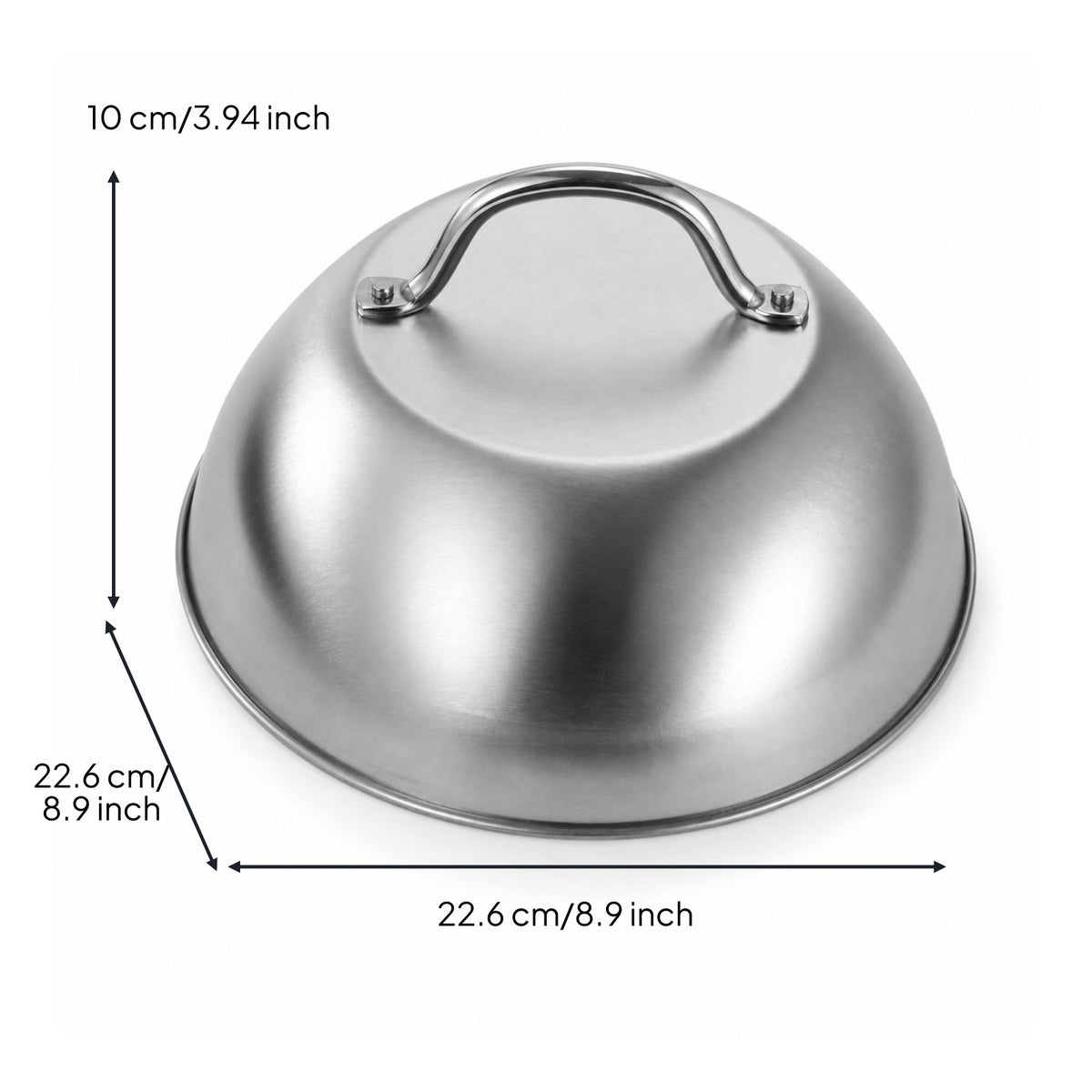BBQ Dome Cover Stainless Steel Griddle Cover with Handle Brushed Grill Lid for Backyard Cooks, Outdoor Cooking