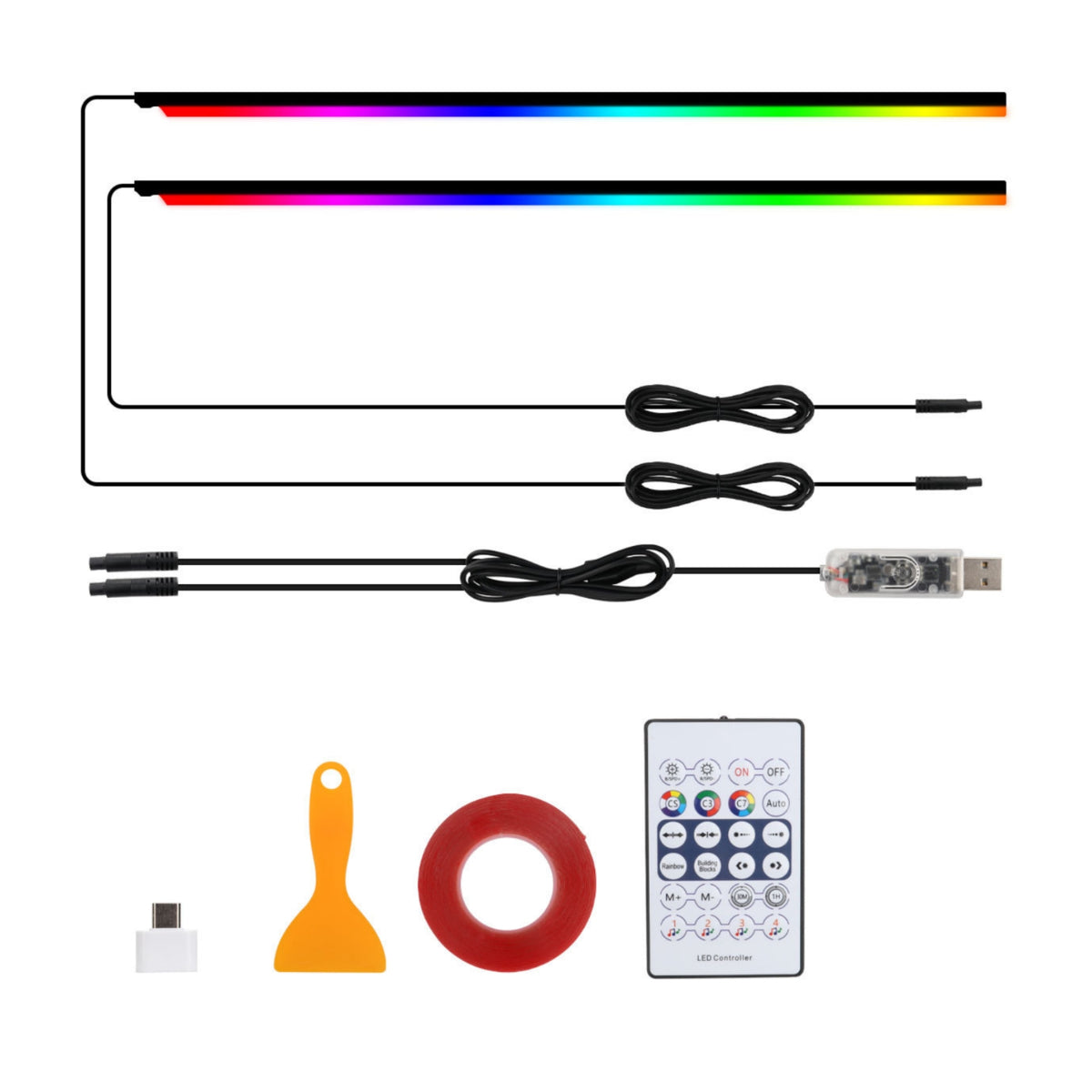 Plug and Play Interior Car Led Strip Lights RGB Car Interior Light with App Control Multicolor Ambient Light Kit with Handheld Controller Dynamic for Drivers, Dashboard, Door Trim, Footwell