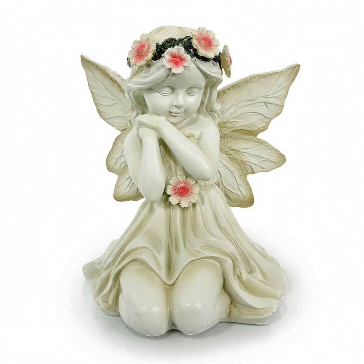 Solar Garden Angel Statue Lighted Garden Angel with Solar Panel Statue with LEDs Weather Resistant Hand-Painted for Flower Bed