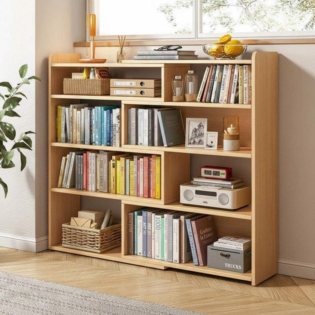 Adjustable Width Extendable Desktop book storage unit Multi-Tier Expandable Book Rack adaptable Placement book storage unit Large Load-Bearing Capacity for Students, Office Workers, Homeowners, Living Room, Small Spaces, Bedroom