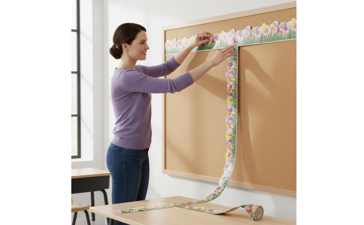 Floral Border Trim Bright Colors Floral Border Paper DIY Friendly for Teachers