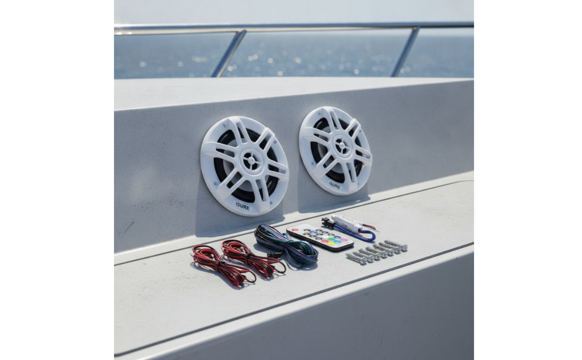 Speaker Assembly with Remote Control Waterproof Marine Speaker Kit Weatherproof Pair Marine Speakers for Boat Owners, Atv Riders, Rv