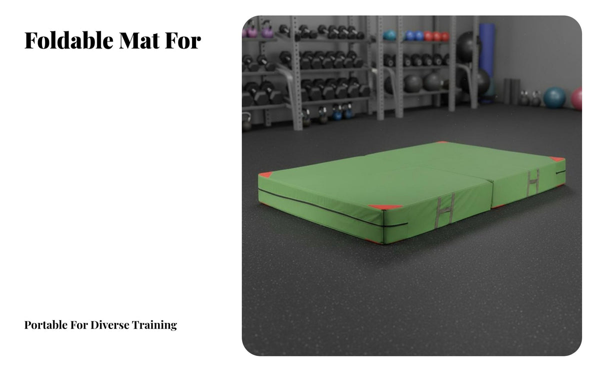 Foldable Gymnastics Mat Soft Padding Center Folding Landing Mat Multifunctional Thick Crash Pad for Gymnasts, Cheerleaders, Gym, Training Studio