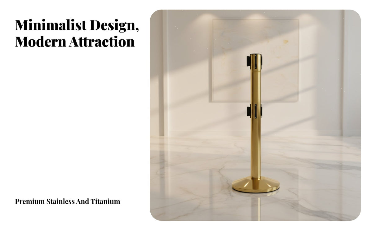 Heavy-Duty Base Retractable Belt Stanchion Stainless Steel Crowd Control Post Retractable Belt Barrier for Event Organizers, Security Personnel, Facility Managers, Airports, Hotels, Exhibition Halls, Retail Stores