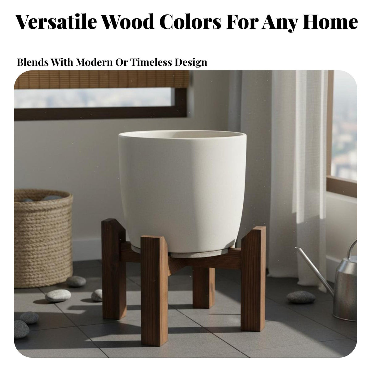 Mortise and Tenon Joint Cross Base Pot Stand Versatile Use Solid Wood Flower Pot Holder Sturdy Construction Aquatic Aquarium Base Natural Aesthetic for Balcony, Living Room, Indoor, Office