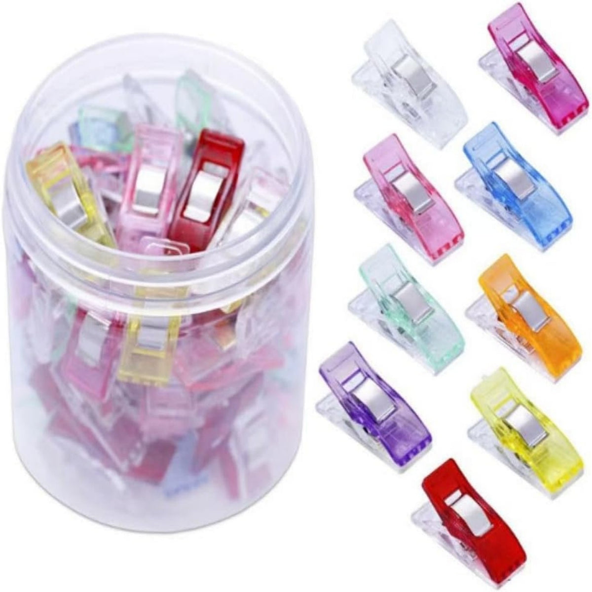 50 Pieces Sewing Clips with Storage Jar Non-Slip for Quilters