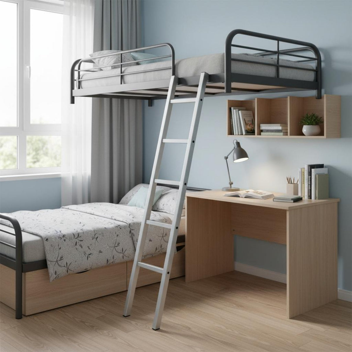 Bunk Bed Ladder Easy Installation Hanging Bed Ladder No Required Furniture Accessory for Students, Kids, Dorm Room, Bedroom